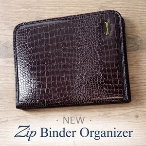 NEW Croc-Embossed Zip Binder Organizer | Navy | Gold Hardware